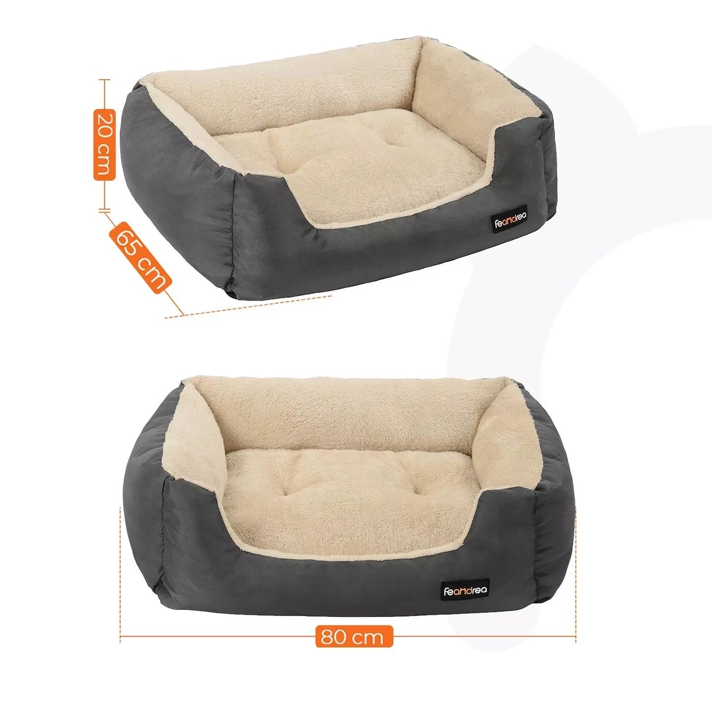 In And OutdoorMatch Hondenkussen Jessy - Pluche - Grijs creme - Hondenmand 80x65cm - Zacht - Orthopedische Hondenkussens Honden bed