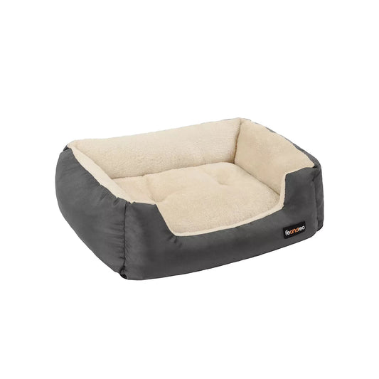 In And OutdoorMatch Hondenkussen Jessy - Pluche - Grijs creme - Hondenmand 80x65cm - Zacht - Orthopedische Hondenkussens Honden bed