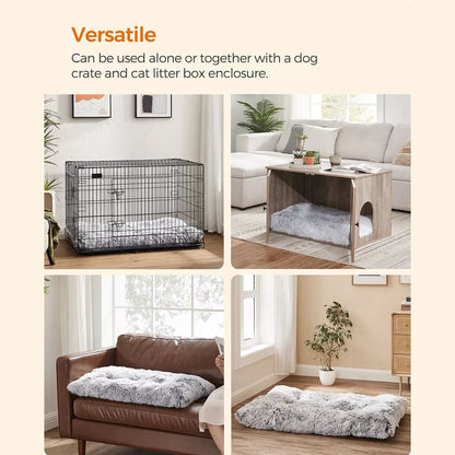 In And OutdoorMatch Hondenkussen Mose - Pluche - Grijs - Hondenmand 80x50cm - Zacht - Orthopedische Hondenkussens Honden bed