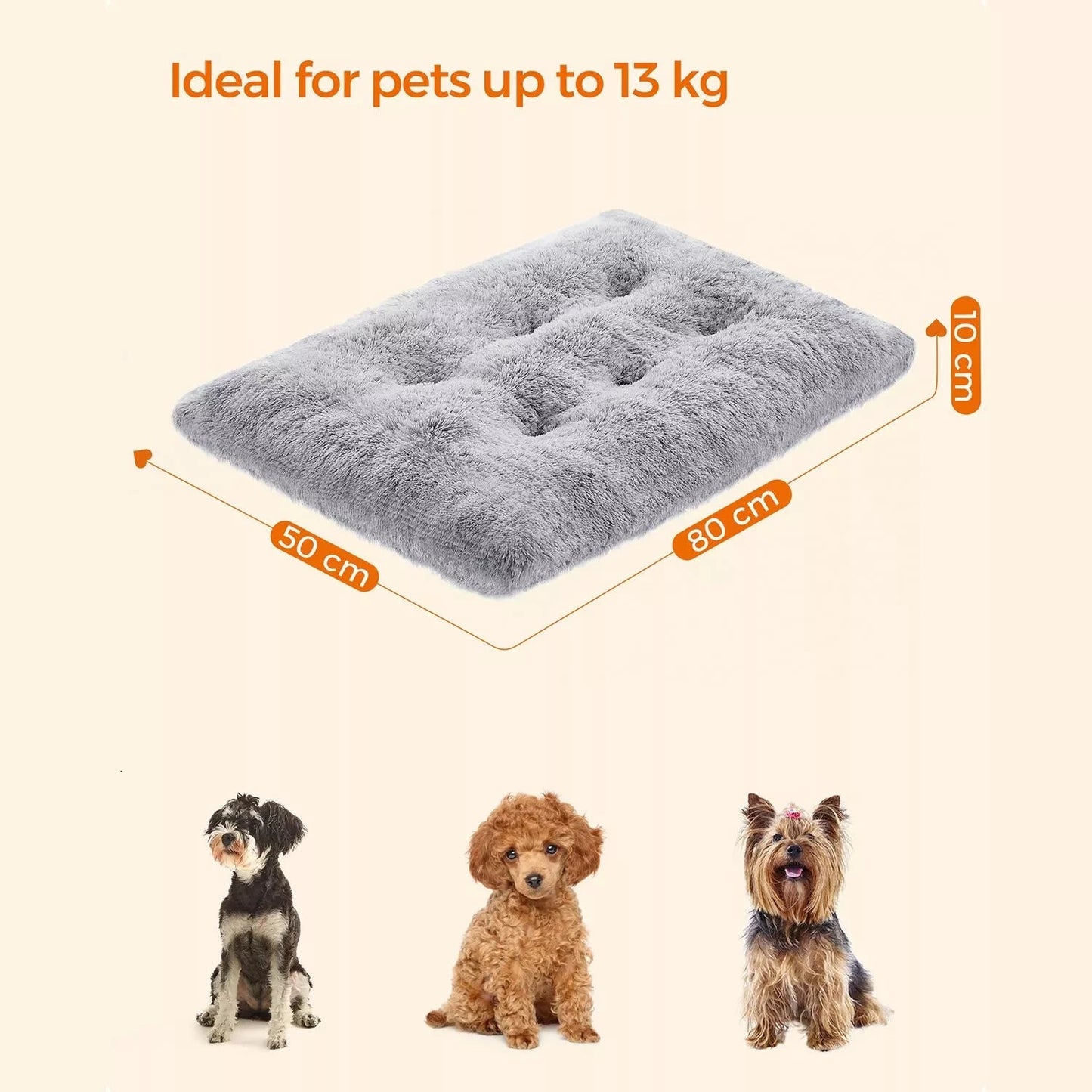 In And OutdoorMatch Hondenkussen Mose - Pluche - Grijs - Hondenmand 80x50cm - Zacht - Orthopedische Hondenkussens Honden bed