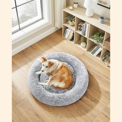 In And OutdoorMatch Hondenkussen Sabina - Pluche - Grijs - Hondenmand 100x20cm - Zacht - Orthopedische Hondenkussens Honden bed