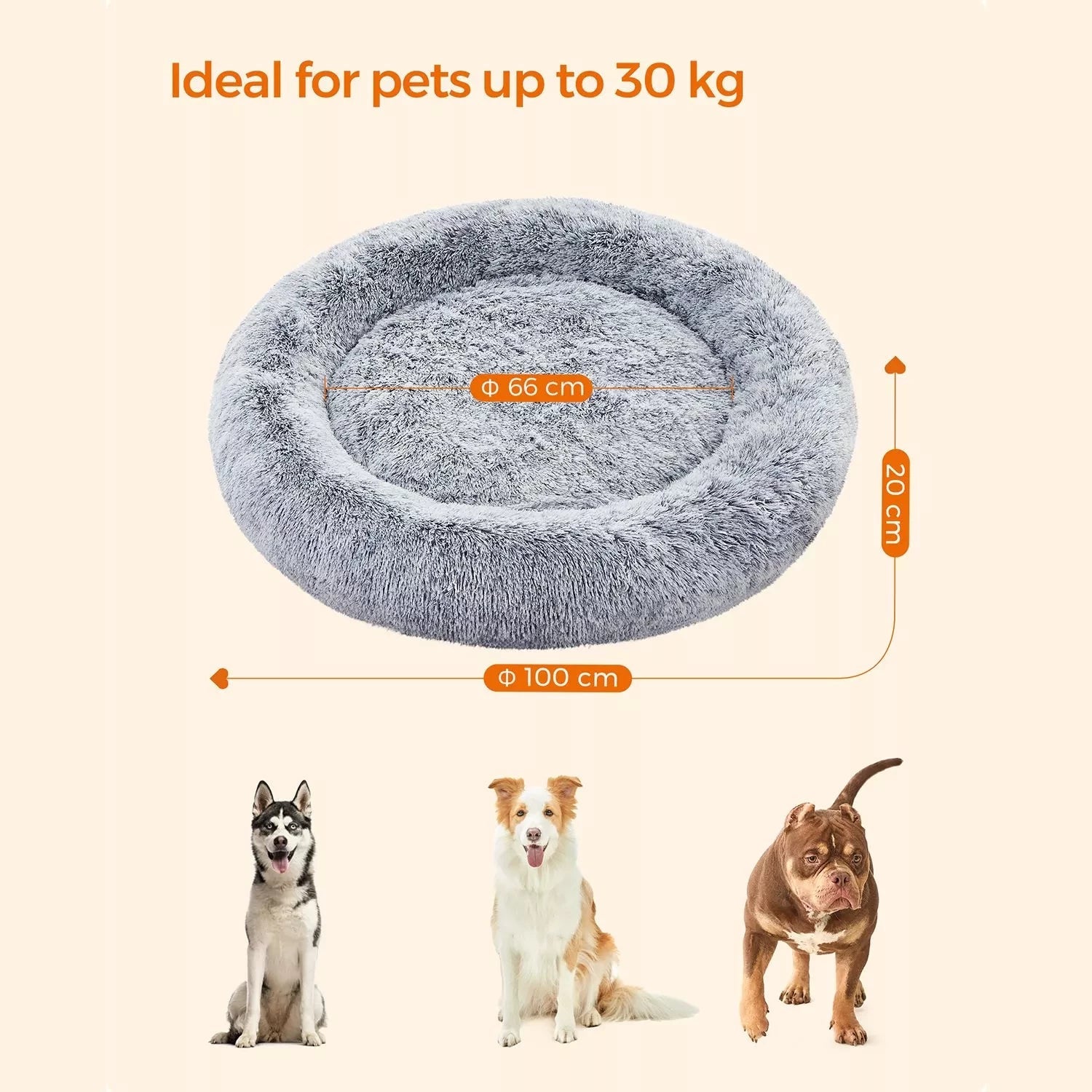 In And OutdoorMatch Hondenkussen Sabina - Pluche - Grijs - Hondenmand 100x20cm - Zacht - Orthopedische Hondenkussens Honden bed