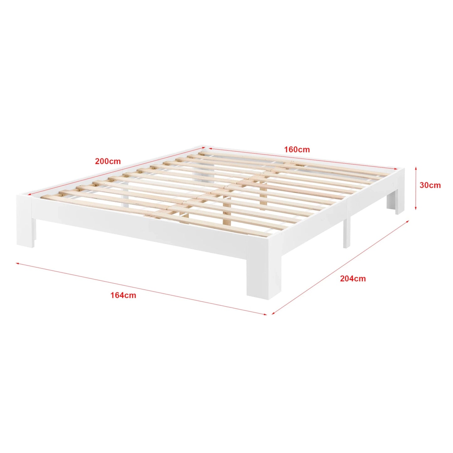 In And OutdoorMatch Houten Bed Antonetta - Met Bedbodem en Matras - 160x200 cm - Wit - Gemaakt in de EU - Slijtvast bed twee personen