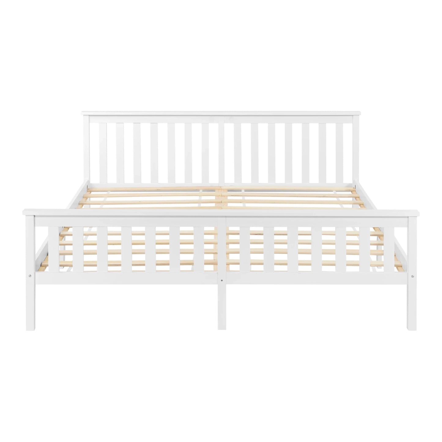 In And OutdoorMatch Houten Bed Craig - Met Bedbodem en Matras - 180x200 cm - Wit - Made in the EU - Slijtvast bed twee personen