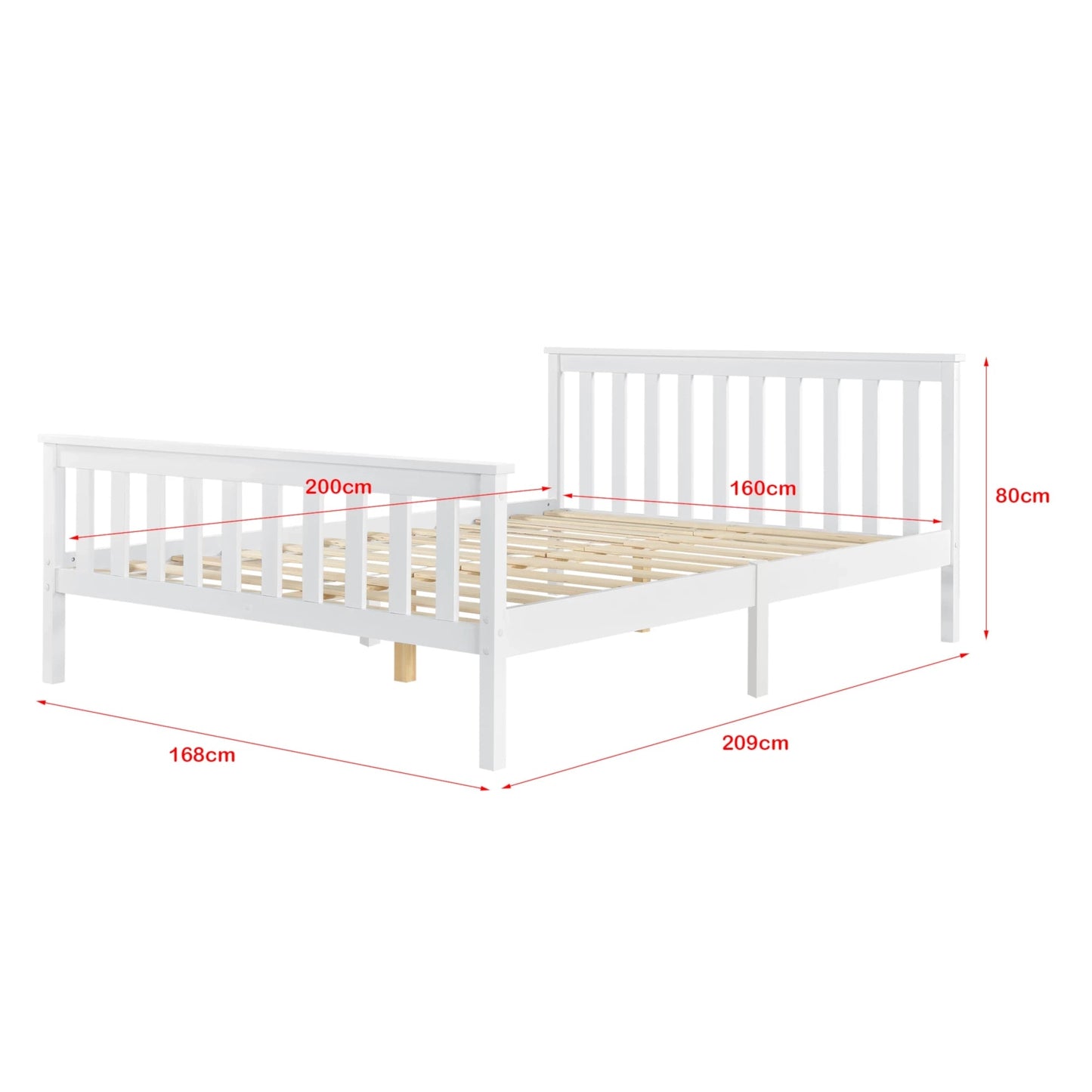 In And OutdoorMatch Houten Bed Floy - Grenen - Met Matras - 160x200 cm - Wit - Gemaakt in de EU - Slijtvast bed twee personen