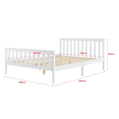 In And OutdoorMatch Houten Bed Floy - Grenen - Met Matras - 160x200 cm - Wit - Gemaakt in de EU - Slijtvast bed twee personen