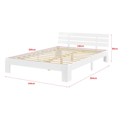 In And OutdoorMatch Houten Bed Stefan - Grenen - Met Matras - 140x200 cm - Wit - Slijtvast - Made in the EU bed twee personen