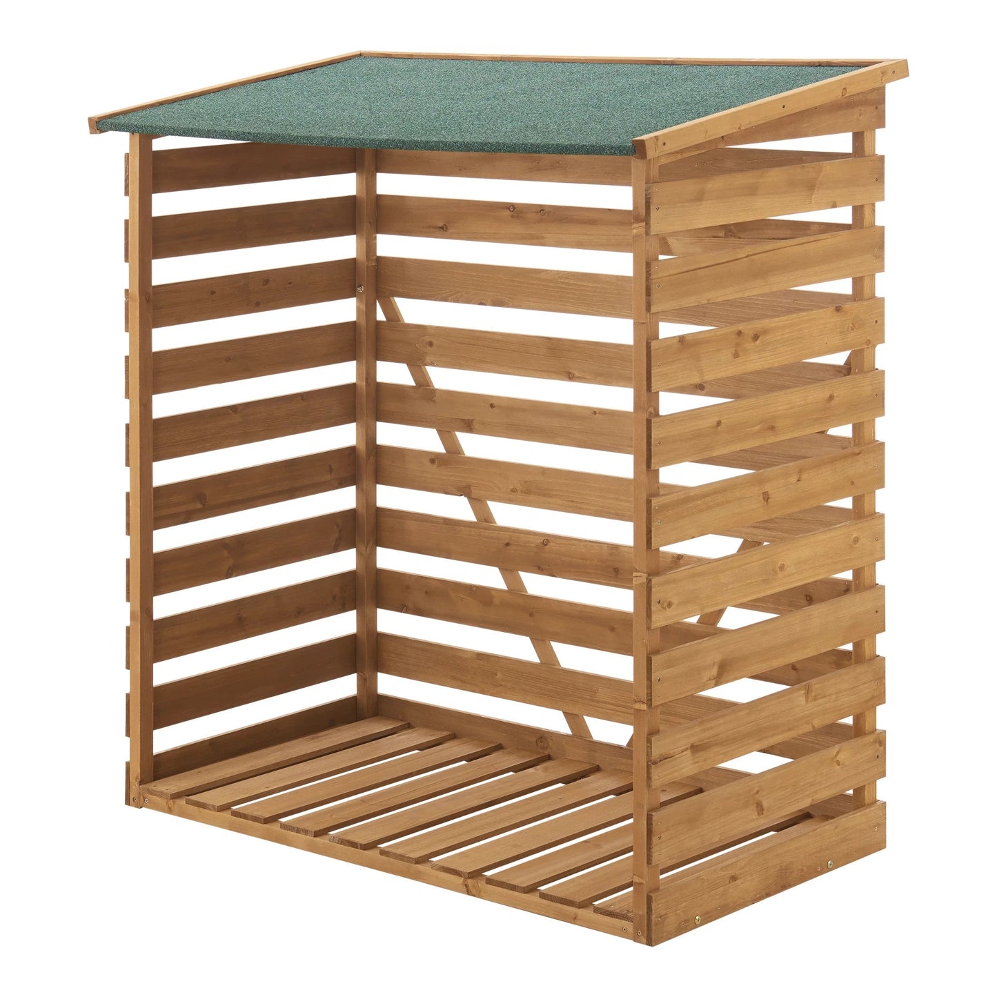 In And OutdoorMatch Houten Brandhoutrek Adella - Houtopslag - 116x64x123 cm - Grenen en Bitumen - Klassiek Design storage rack