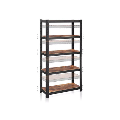 In And OutdoorMatch Industriële Stellingkast Keanu - Boekenkast - Opbergrekkast - Kasten - Metaal - Bruin/zwart - 75x30x150cm storage rack