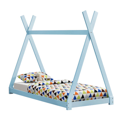 In And OutdoorMatch Junior Bed Trudie - Tipi - Met bedbodem - 90x200cm - Blauw - Grenen - Voor jongens - Voor meisjes - Voor kinderen Eén persoon slapen