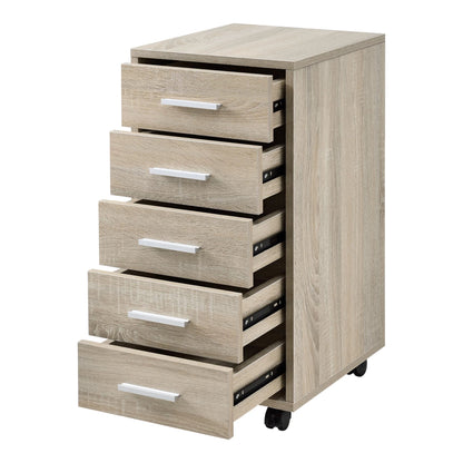 In And OutdoorMatch Kantoorkast Abigale - Ladekast - Op Wielen - 63x33x38 - Sonoma Eiken Kleur - Spaanplaat - Modern Design Kast