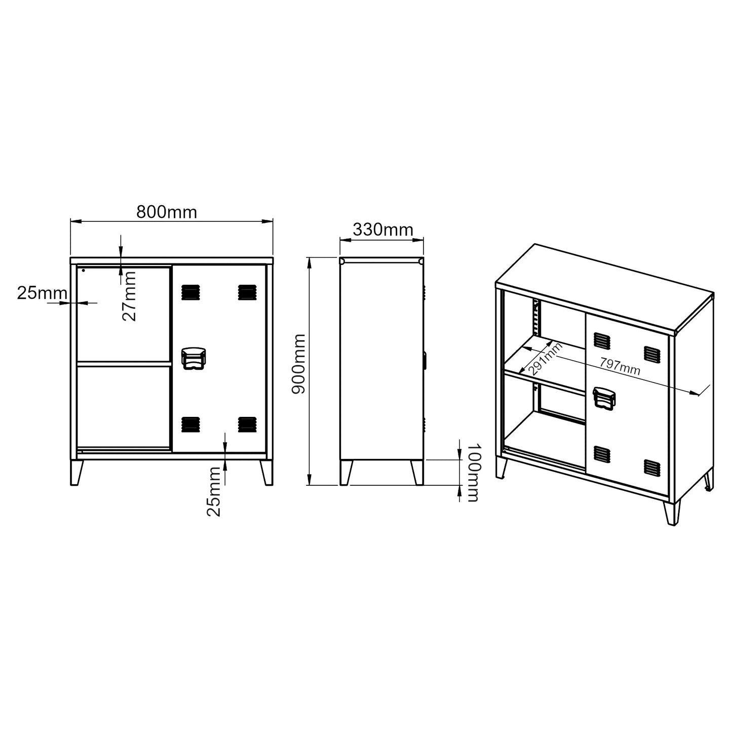 In And OutdoorMatch Kantoorkast Ashlee - Metaal - 90x80x33 cm - Wit - Stijlvolle uitstraling Kast