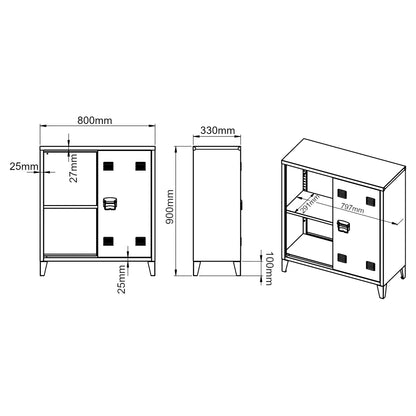 In And OutdoorMatch Kantoorkast Rusty - Metaal - 90x80x33 cm - Zwart - Stijlvol design Kast