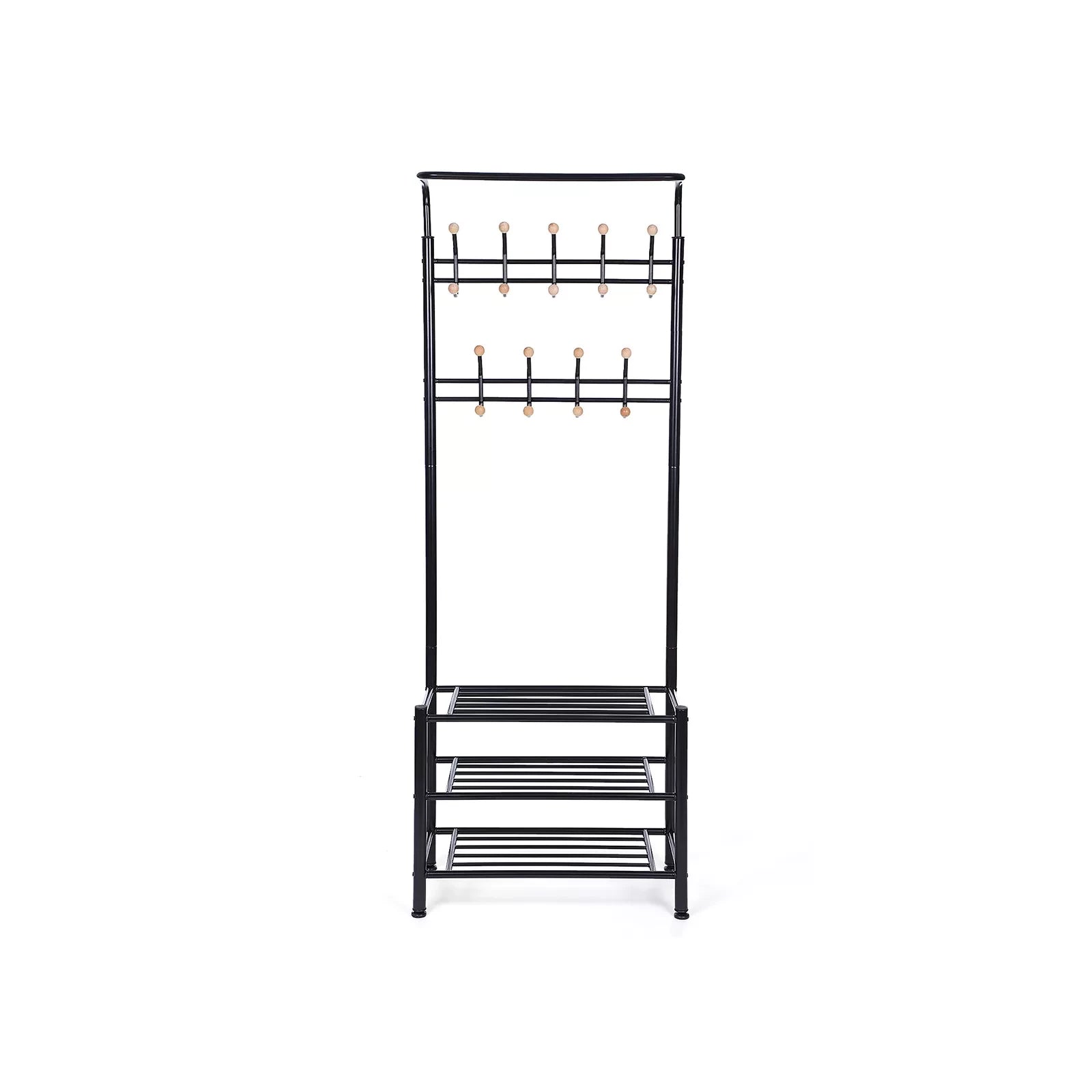 In And OutdoorMatch Kapstok Wilhelmine - Met schoenenrek - Wandkapstok - Industrieel - Met plank - Hoedenplank - 67x36x187cm Kledingrek