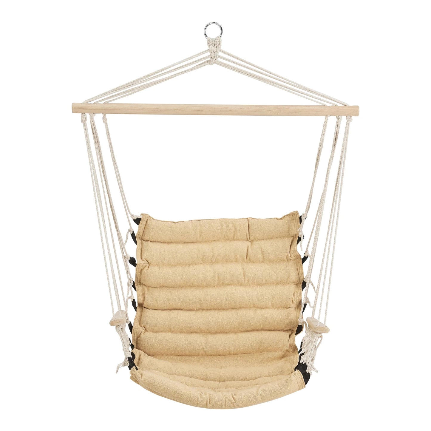 In And OutdoorMatch Katoenen Hangstoel Wolfe - Max 100 kg - Beige - Stof en Massief Hout - Modern Design Hangmat