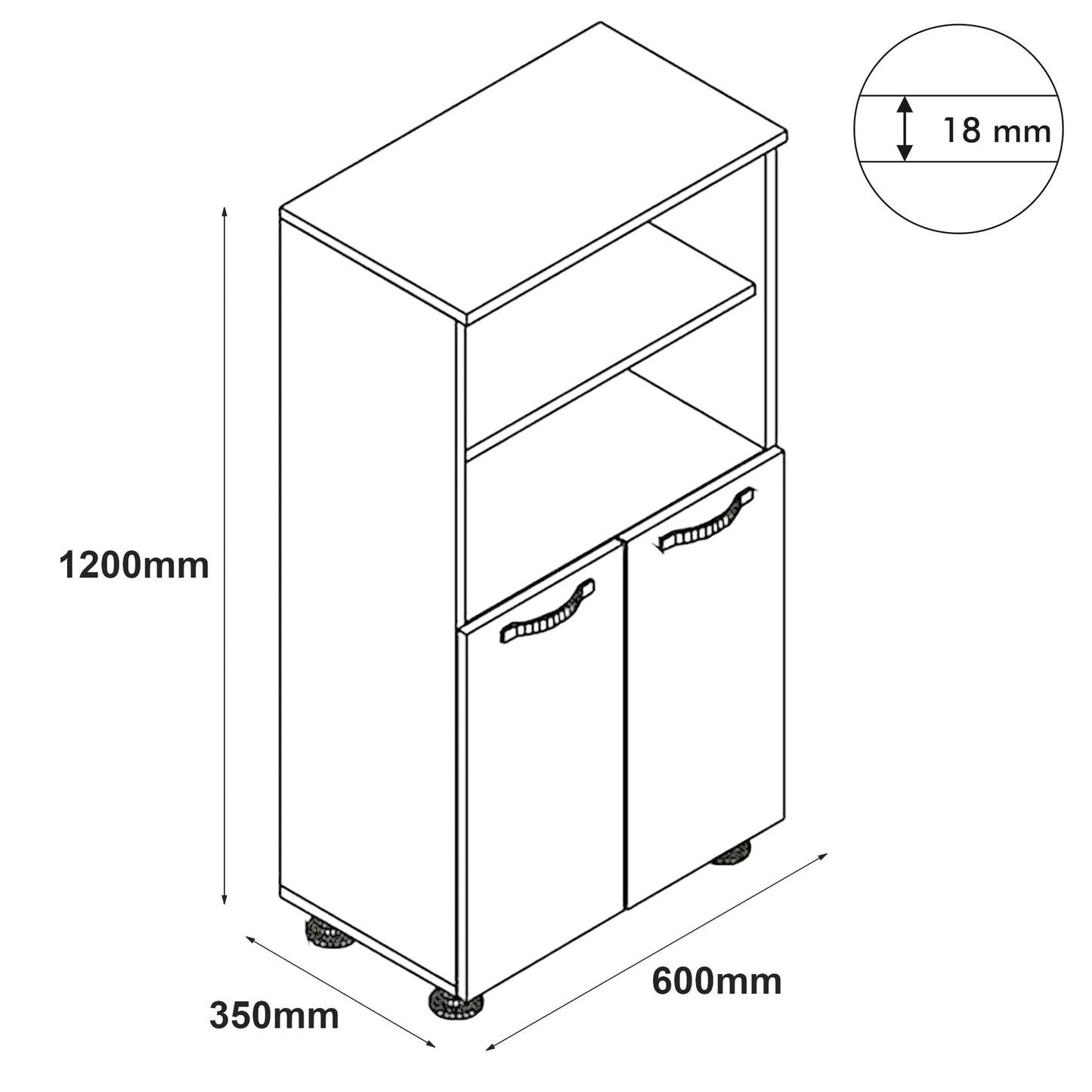 In And OutdoorMatch Keukenkast German - Opbergkast - 120x60x35 cm - Wit en Saffier Eiken - Stijlvol Design kitchen rack