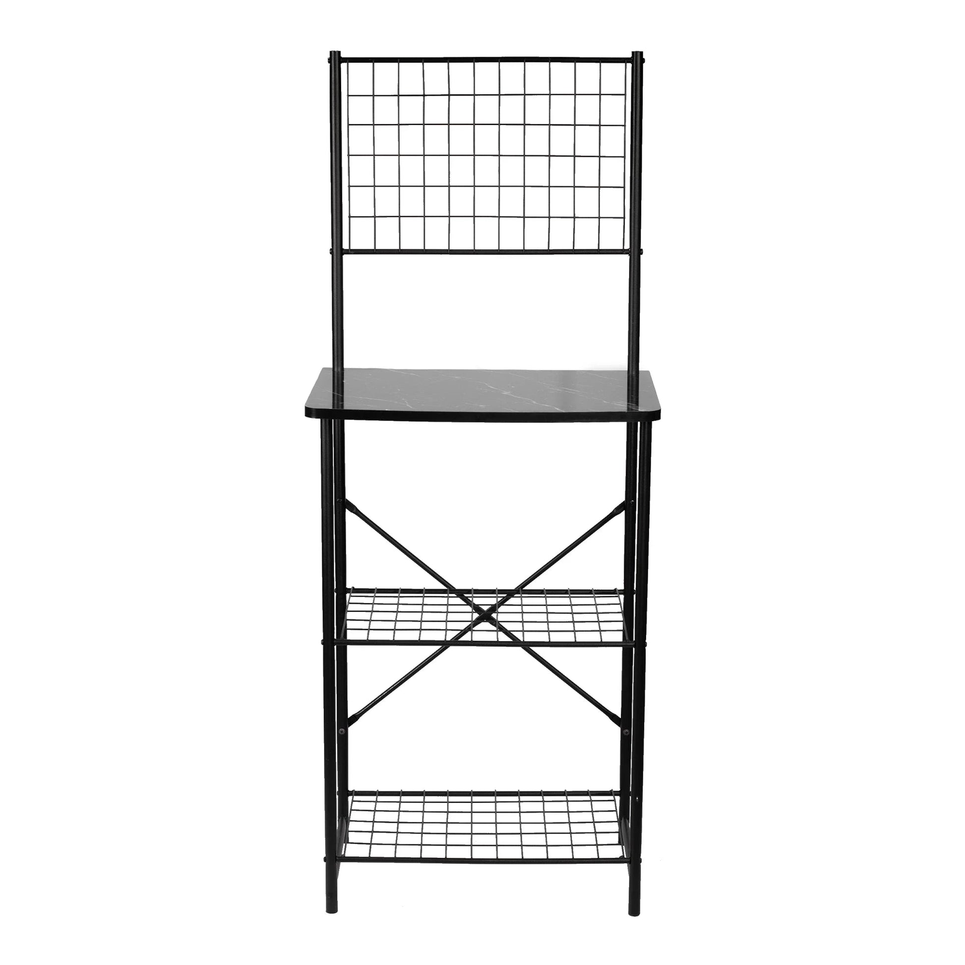 In And OutdoorMatch Keukenkast Remi - Opbergkast - 150x60x42 cm - Zwart en Marmer Look - Stijlvol en Praktisch - Metaal - Spaanplaat kitchen rack