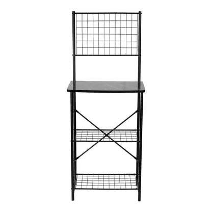 In And OutdoorMatch Keukenkast Remi - Opbergkast - 150x60x42 cm - Zwart en Marmer Look - Stijlvol en Praktisch - Metaal - Spaanplaat kitchen rack