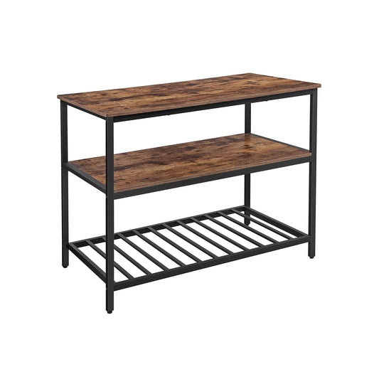 In And OutdoorMatch Keukenrek staand Neil - 3 lagen - Bakkersrek - Magnetronrek - Metaal en hout - 120x60x90cm kitchen rack