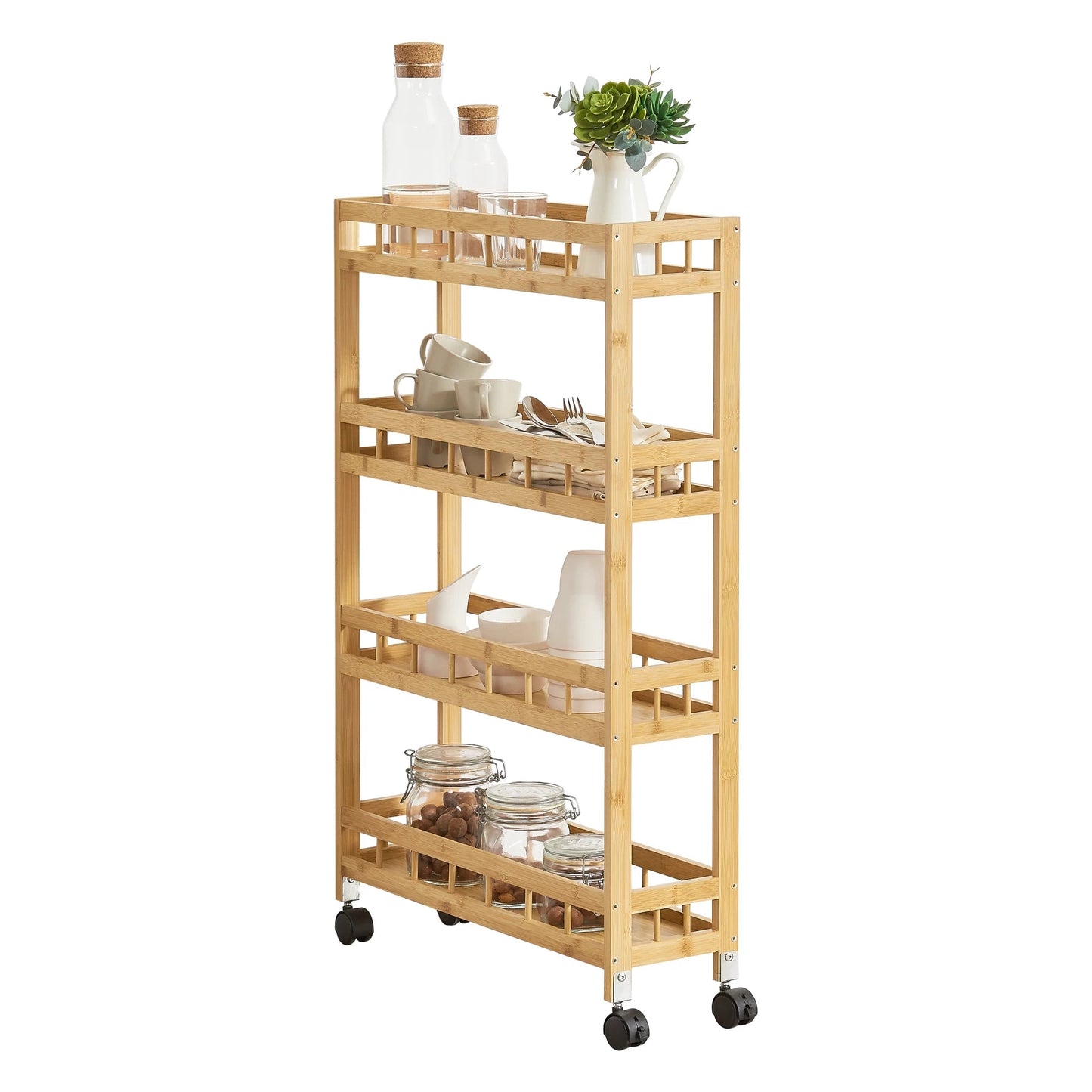 In And OutdoorMatch Keukentrolley Garrison - Met 4 Planken - 96x60x18 cm - Houtkleurig - 4 Planken - Keuken Trolley