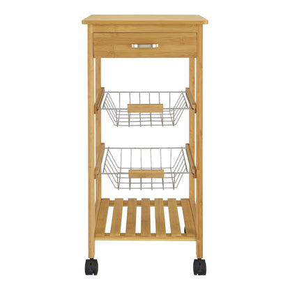 In And OutdoorMatch Keukentrolley Holly - Bamboe - 76x36x36 cm - Houtkleur - Modern Design Keuken Trolley