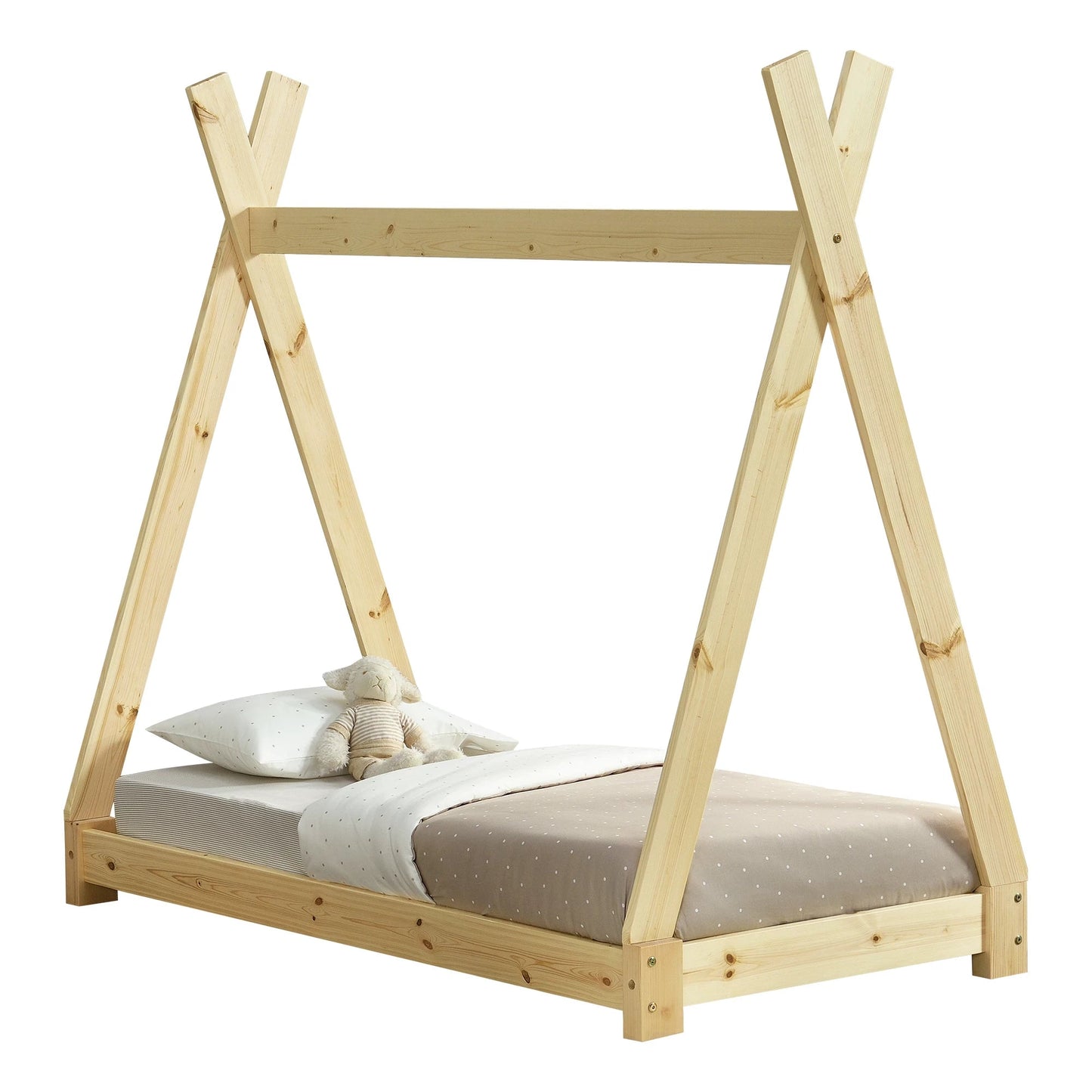 In And OutdoorMatch Kinderbed Abigayle - Tipi - Grenen - Met bedbodem - 70x140 cm - Hout - Jongensbed - Meisjesbed - Leuk Design Kinder bedden