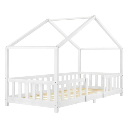 In And OutdoorMatch Kinderbed Cayla - Met valbeveiliging - 90x200 cm - Wit Mat - Voor meisjes - Voor jongens - Voor kinderen Kinder bedden