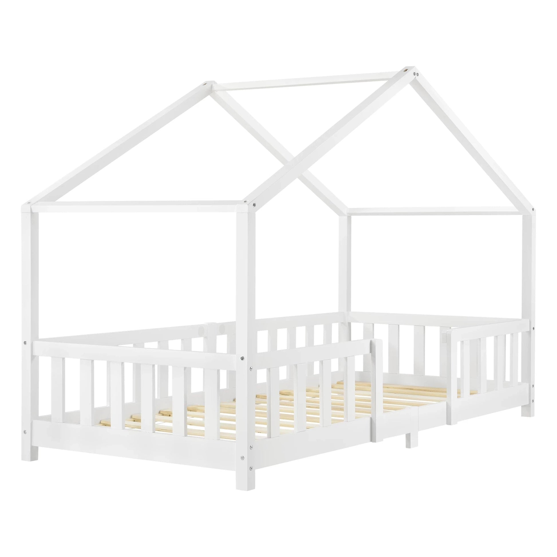 In And OutdoorMatch Kinderbed Cayla - Met valbeveiliging - 90x200 cm - Wit Mat - Voor meisjes - Voor jongens - Voor kinderen Kinder bedden