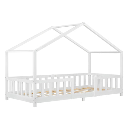 In And OutdoorMatch Kinderbed Cayla - Met valbeveiliging - 90x200 cm - Wit Mat - Voor meisjes - Voor jongens - Voor kinderen Kinder bedden