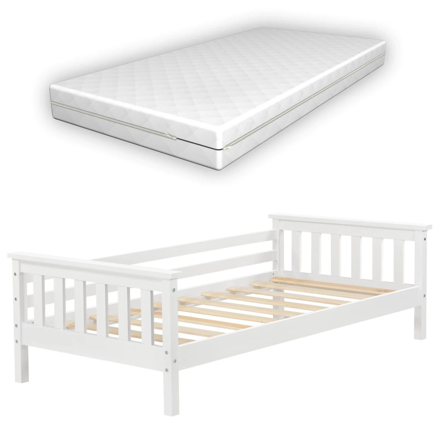 In And OutdoorMatch Kinderbed Cicero - Met matras en veiligheidsvoorziening - 80x160 - Wit - Voor meisjes - Voor jongens Kinder bedden