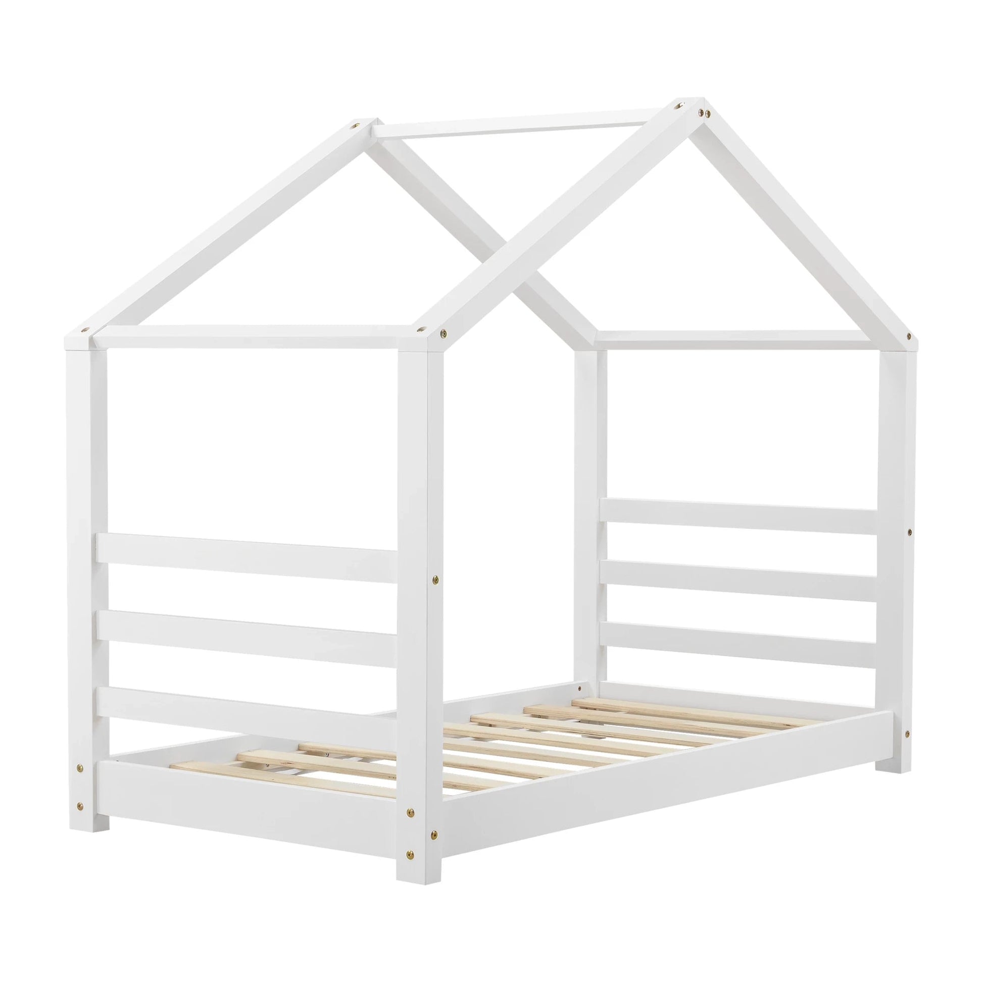 In And OutdoorMatch Kinderbed Cyril - Houten bed - Huisbed - Met bedbodem - 80x160cm - Wit - Voor kinderen - Voor meisjes - Voor jongens Kinder bedden