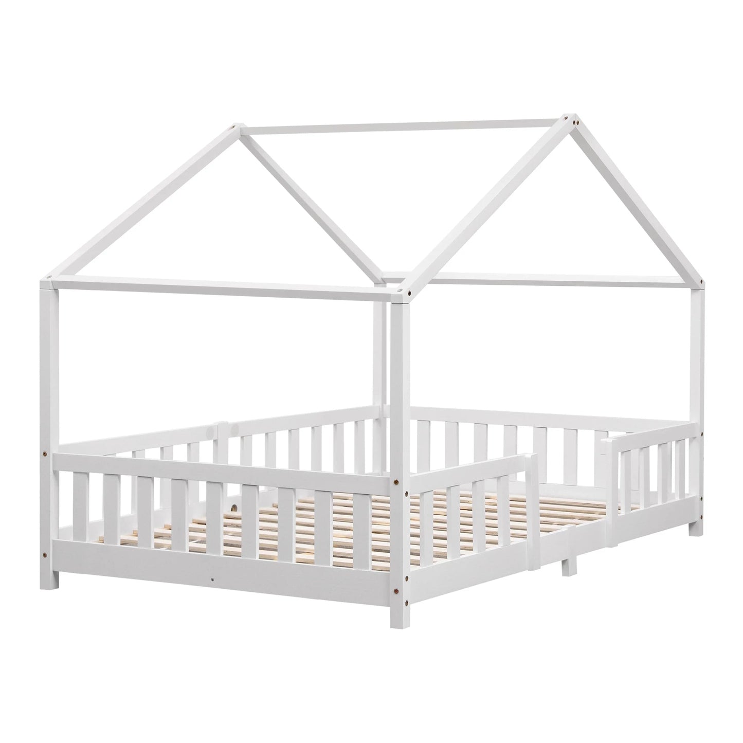 In And OutdoorMatch Kinderbed Edgar - Met valbeveiliging - 120x200 cm - Wit Mat - Voor meisjes - Voor jongens - Voor kinderen Kinder bedden