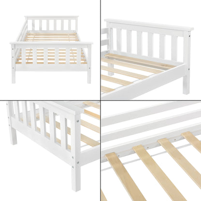 In And OutdoorMatch Kinderbed Eulah - Met bedbodem en valbeveiliging - 80x160 cm - Wit - Sparrenhout en Multiplex - Voor meisjes - Voor jongens Kinder bedden