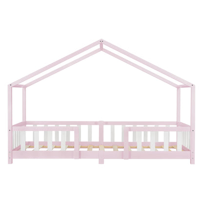 In And OutdoorMatch Kinderbed Kaya - Met valbeveiliging - 90x200 cm - Roze en Wit - Voor meisjes - Voor jongens - Voor kinderen Kinder bedden