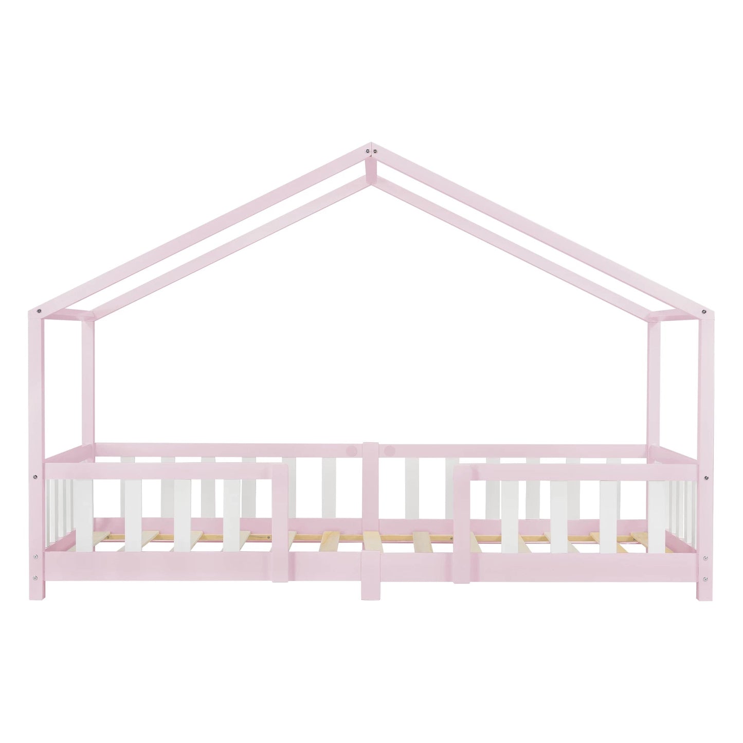 In And OutdoorMatch Kinderbed Kaya - Met valbeveiliging - 90x200 cm - Roze en Wit - Voor meisjes - Voor jongens - Voor kinderen Kinder bedden