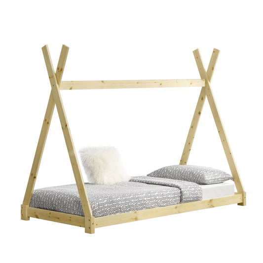 In And OutdoorMatch Kinderbed Loraine - Tipi - Grenen - Met bedbodem - 90x200 cm - Hout - Jongensbed - Meisjesbed - Leuk Design Kinder bedden