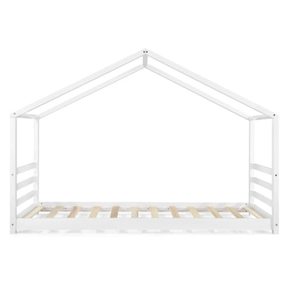 In And OutdoorMatch Kinderbed Nathanael - Met Bedbodem - Grenen - Huisbed - 90x200 cm - Wit - Voor meisjes - Voor jongens - Voor kinderen Kinder bedden