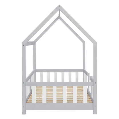 In And OutdoorMatch Kinderbed Neoma - Met Valbescherming - 90x200 cm - Lichtgrijs en Wit - Voor meisjes - Voor jongens - Voor kinderen Kinder bedden