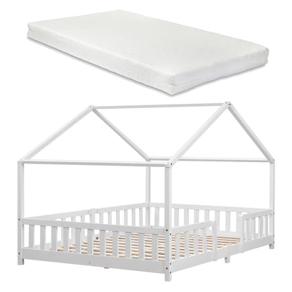 In And OutdoorMatch Kinderbed Nikolas - Met matras - 140x200 cm - Wit - Voor meisjes - Voor jongens Kinder bedden