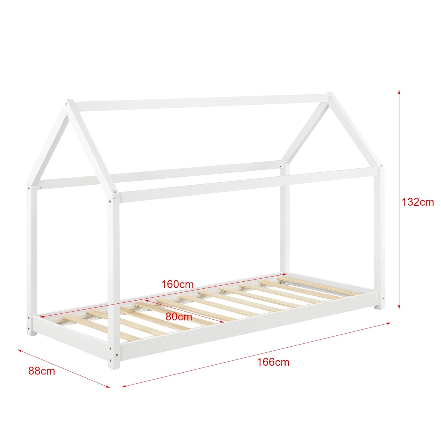 In And OutdoorMatch Kinderbed Phyllis - Huisbed - Met matras - 80x160 cm - Wit - Grenen - Voor meisjes - Voor jongens Kinder bedden