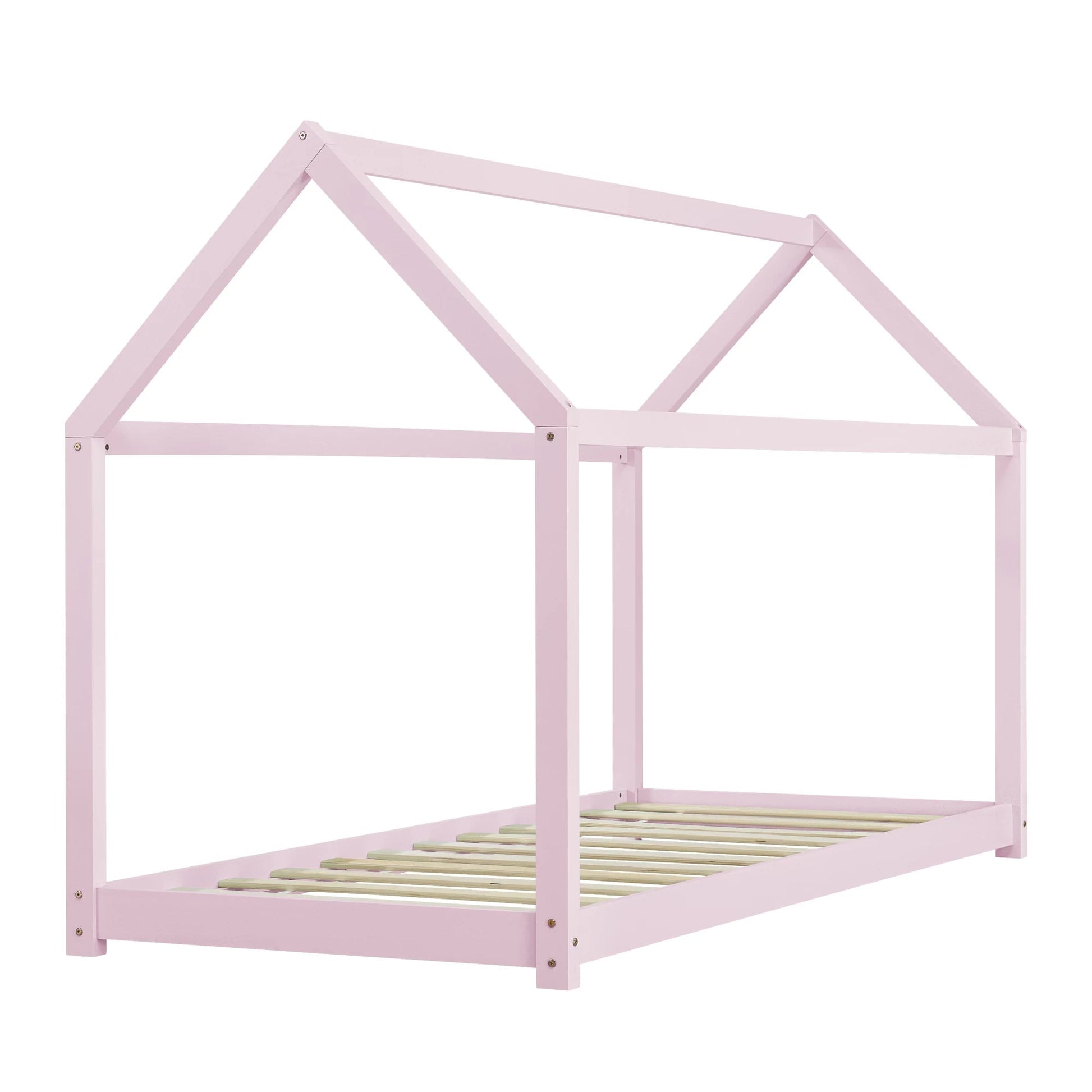 In And OutdoorMatch Kinderbed Ralph - Houten bed - Huisbed - 90x200 cm - Roze - Grenenhout - Voor meisjes - Voor jongens - Voor kinderen Eén persoon slapen