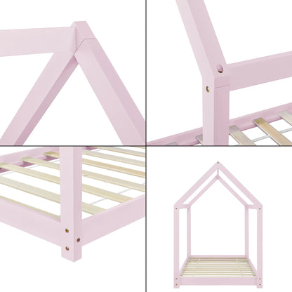 In And OutdoorMatch Kinderbed Ralph - Houten bed - Huisbed - 90x200 cm - Roze - Grenenhout - Voor meisjes - Voor jongens - Voor kinderen Eén persoon slapen