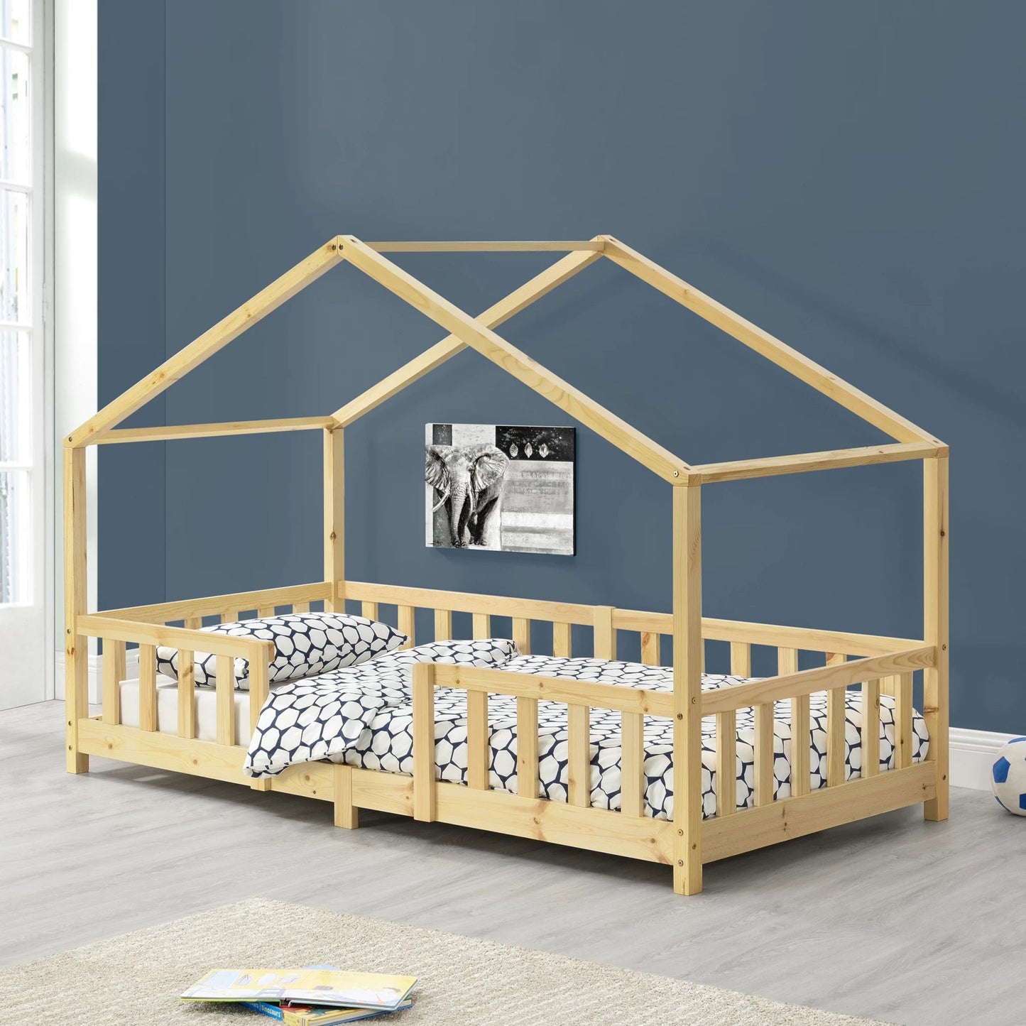 In And OutdoorMatch Kinderbed Torrance - Met Valbeveiliging - 90x200 cm - Hout - Voor meisjes - Voor jongens - Voor kinderen Kinder bedden