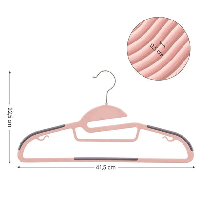 In And OutdoorMatch Kledinghangers Katlyn - 20 stuks Roze/grijs - Broekhangers - Antislip - Ruimtebesparend - 41,5 x 0,5 x 22,5 cm kledinghanger