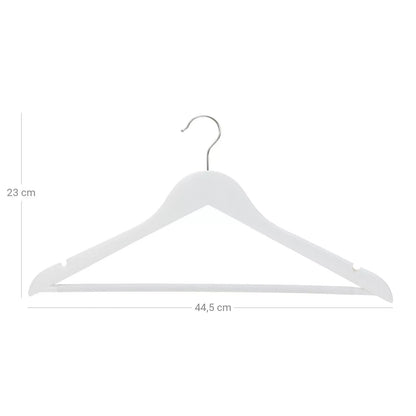 In And OutdoorMatch Kleerhangers deluxe Chelsey - 10 stuks - Anti Slip - Broekhangers - Ruimtebesparend - 44,5 x 23 x 1,2 cm - Wit kledinghanger