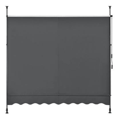 In And OutdoorMatch Klemluifel Brianne - Handmatig Uitschuifbaar - Grijs - 350x120 cm - Uitvalarmluifel - Staal en Stof - UV Bescherming - Waterafstotend Sunshade