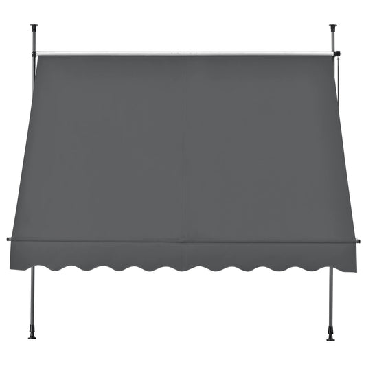 In And OutdoorMatch Klemluifel Brianne - Handmatig Uitschuifbaar - Grijs - 350x120 cm - Uitvalarmluifel - Staal en Stof - UV Bescherming - Waterafstotend Sunshade