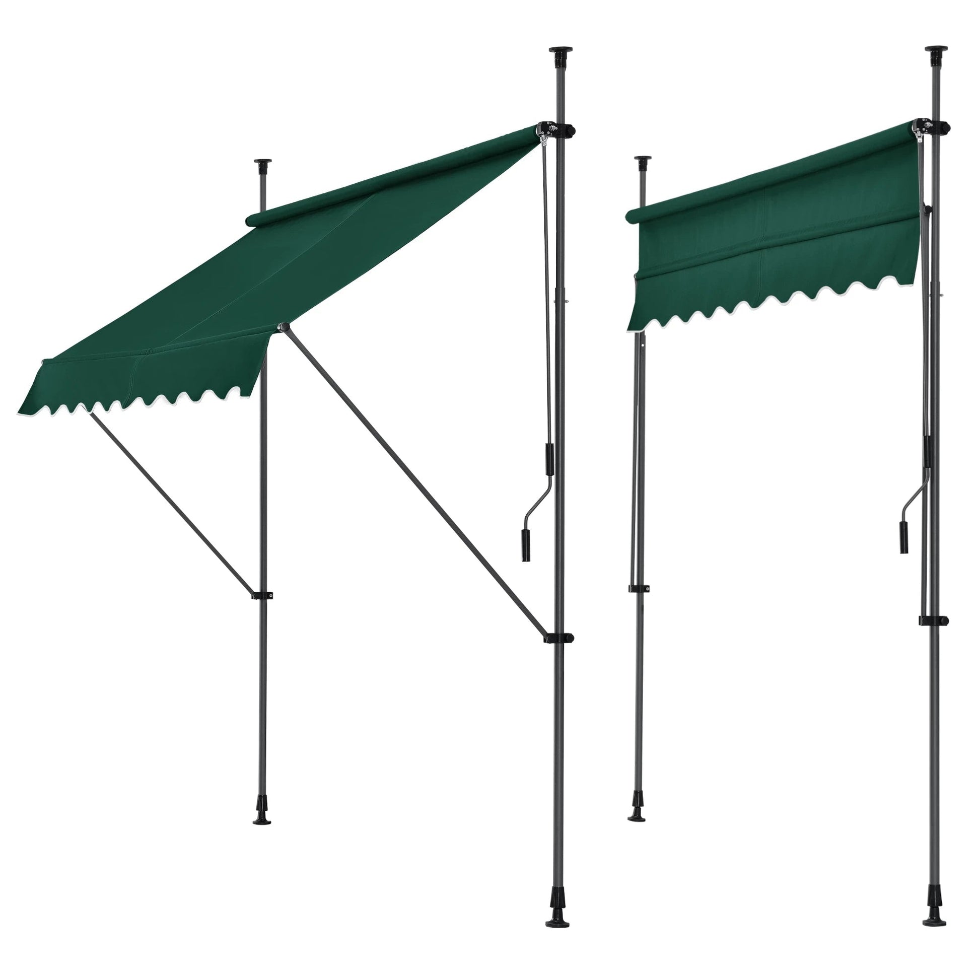 In And OutdoorMatch Klemluifel Goof - Uitschuifbare Luifel - Donkergroen - 400x120 cm - Staal en Stof - Waterafstotend - UV Bescherming Sunshade