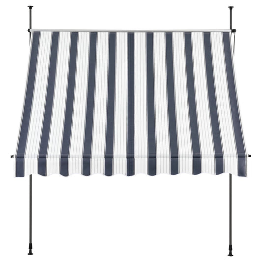 In And OutdoorMatch Klemluifel Katja - Uitschuifbare Luifel - Donkerblauw en Wit - 150x120 cm - Staal en Stof - Waterafstotend - UV Bescherming Sunshade