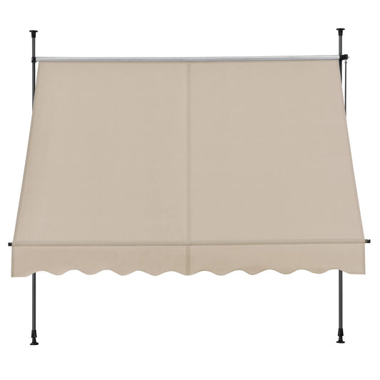 In And OutdoorMatch Klemluifel Roberto - Handmatig Uitschuifbaar - Zandkleurig - 150x120 cm - Uitvalarmluifel - Staal en Stof - UV Bescherming - Waterafstotend Sunshade